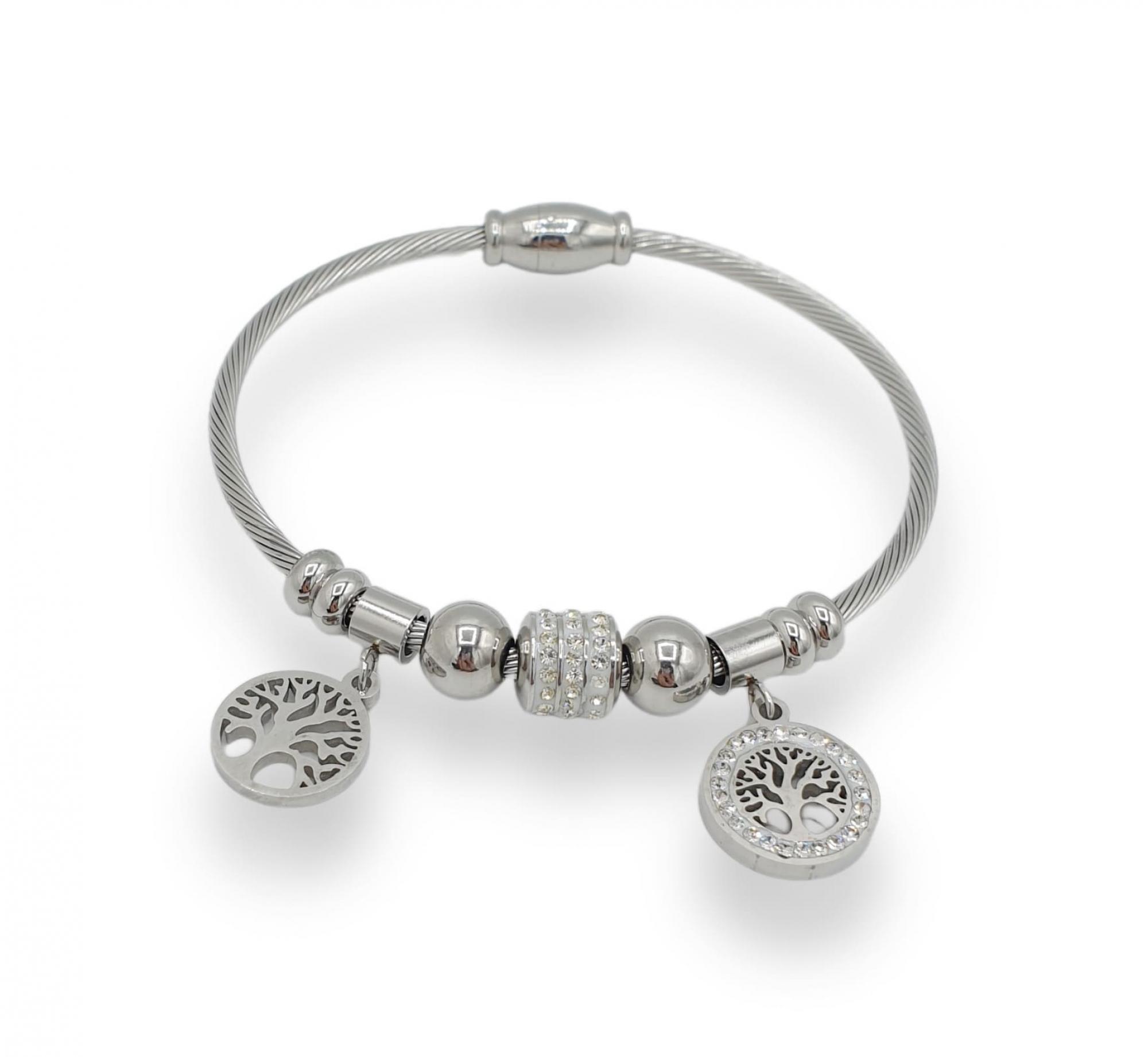Bracciale Rigido Philip Jones Con Albero Della Vita – Placcato In Oro Con Cristalli Zircondia – Gioiello Elegante