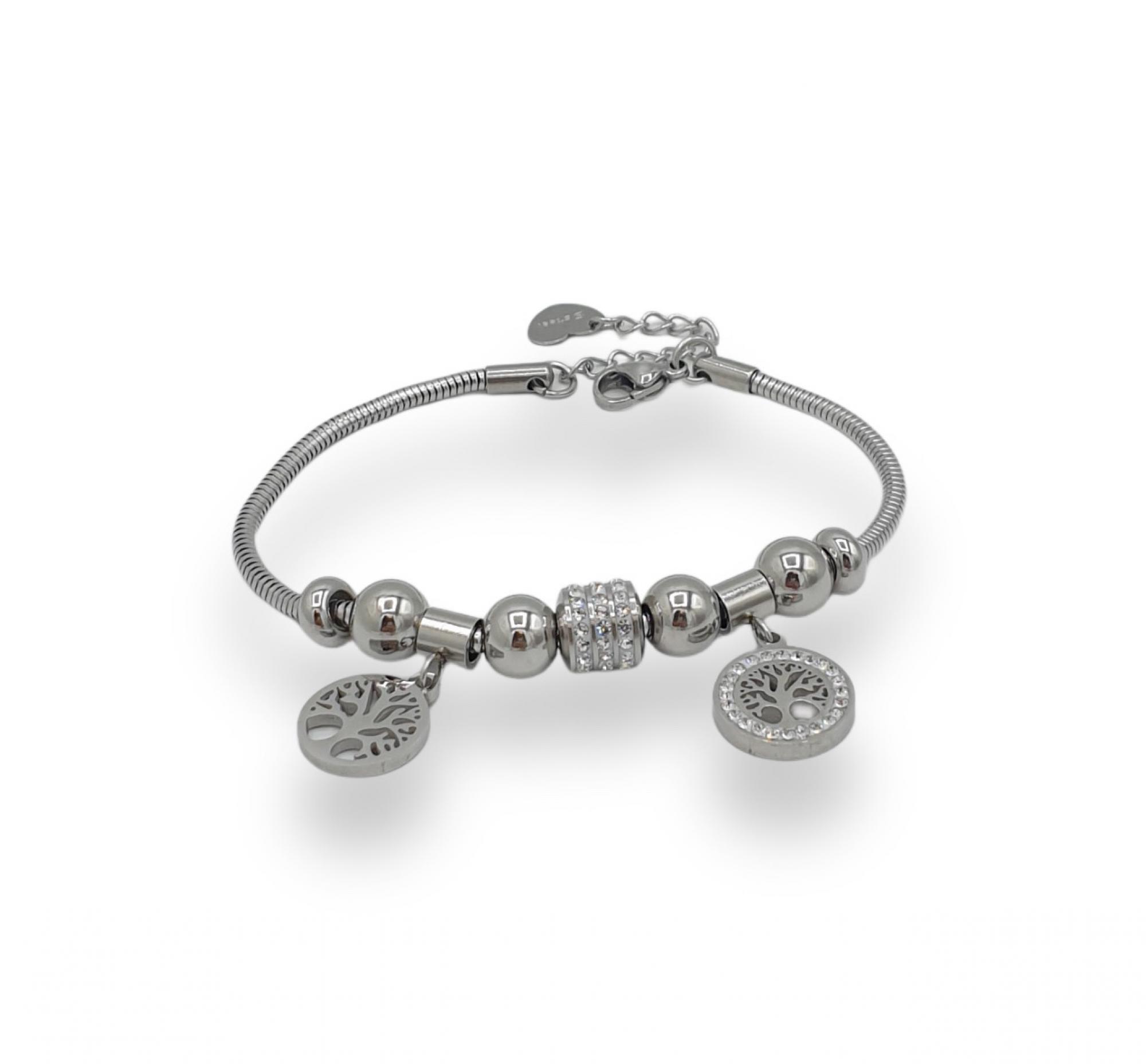 Bracciale charms 'Albero della vita' acciaio no nickel rh